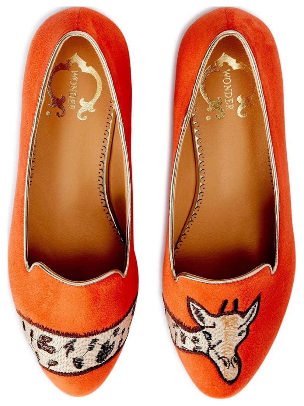 C. Wonder Women's Conversational Slip-On Whimsical Giraffe Flats - Size 8